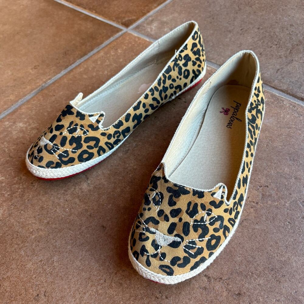 Pepaloves Leopard Novelty Flats w Espadrille Styling size 41/US 10